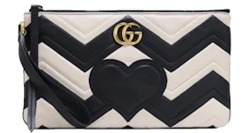 Gucci GG Marmont Wrist Wallet Matelasse Black/White