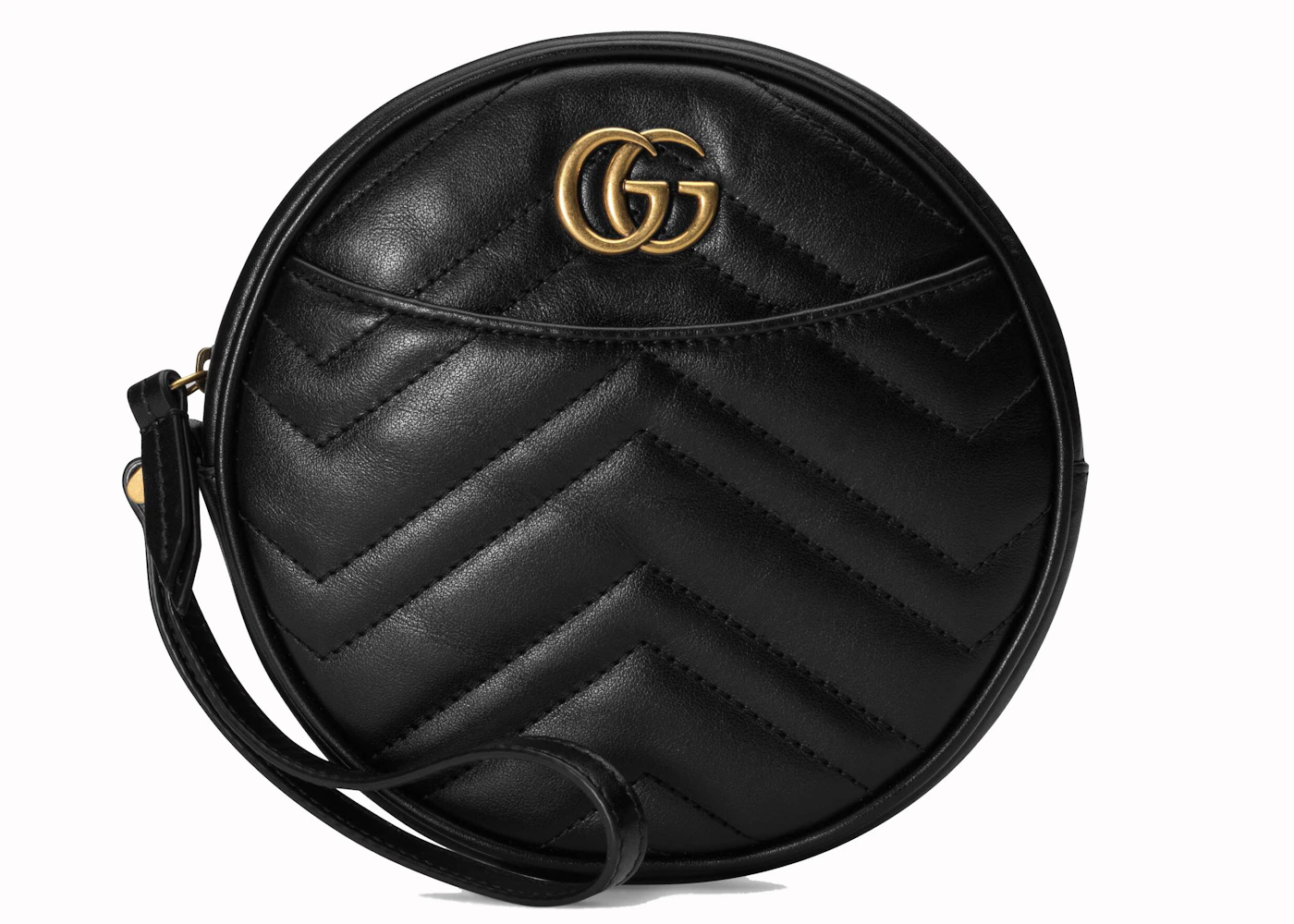 Gucci GG Marmont Wrist Wallet Round Matelasse Black in Leather