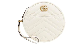 Gucci GG Marmont Wrist Wallet Round Matelasse White