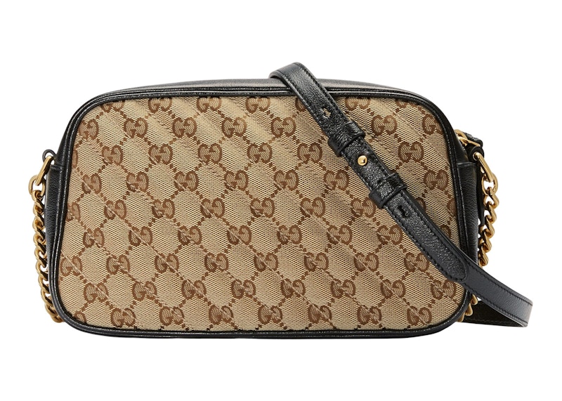 Gucci GG Marmont Zip Around Shoulder Bag Small Beige Ebony in