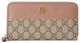 Gucci GG Marmont Zip Around Wallet Beige/Dusty Pink