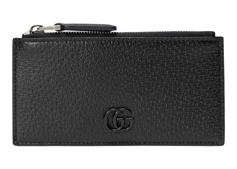 Gucci GG Marmont Zip Card Case Black in Leather with Palladium