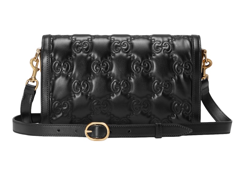 Gucci GG Matelasse Bag Small Quilted Black in Leather with Gold