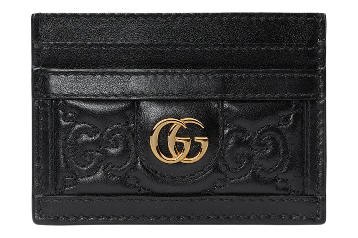 Pre-owned Gucci Gg Matelasse Card Case Black