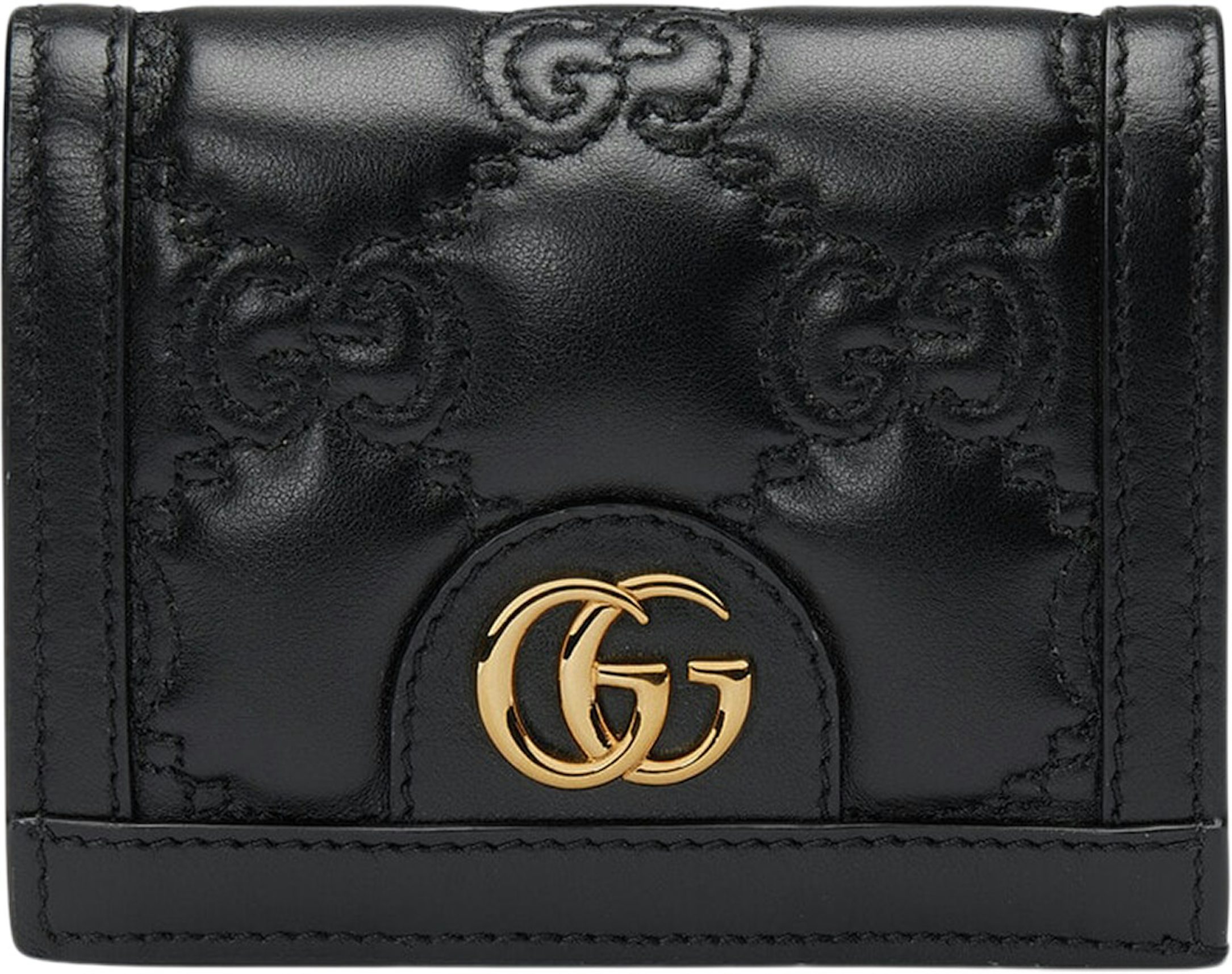 Gucci GG Matelasse Card Case Wallet Black in Leather with Gold-tone - US
