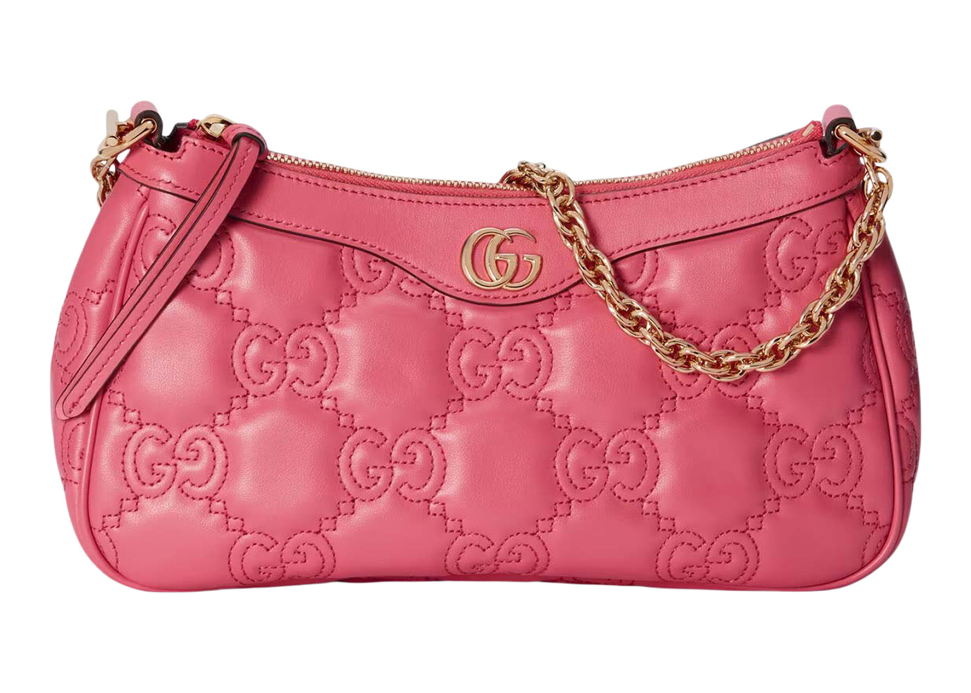 Gucci GG Matelasse Handbag Pink in Leather with Antique Gold tone JP