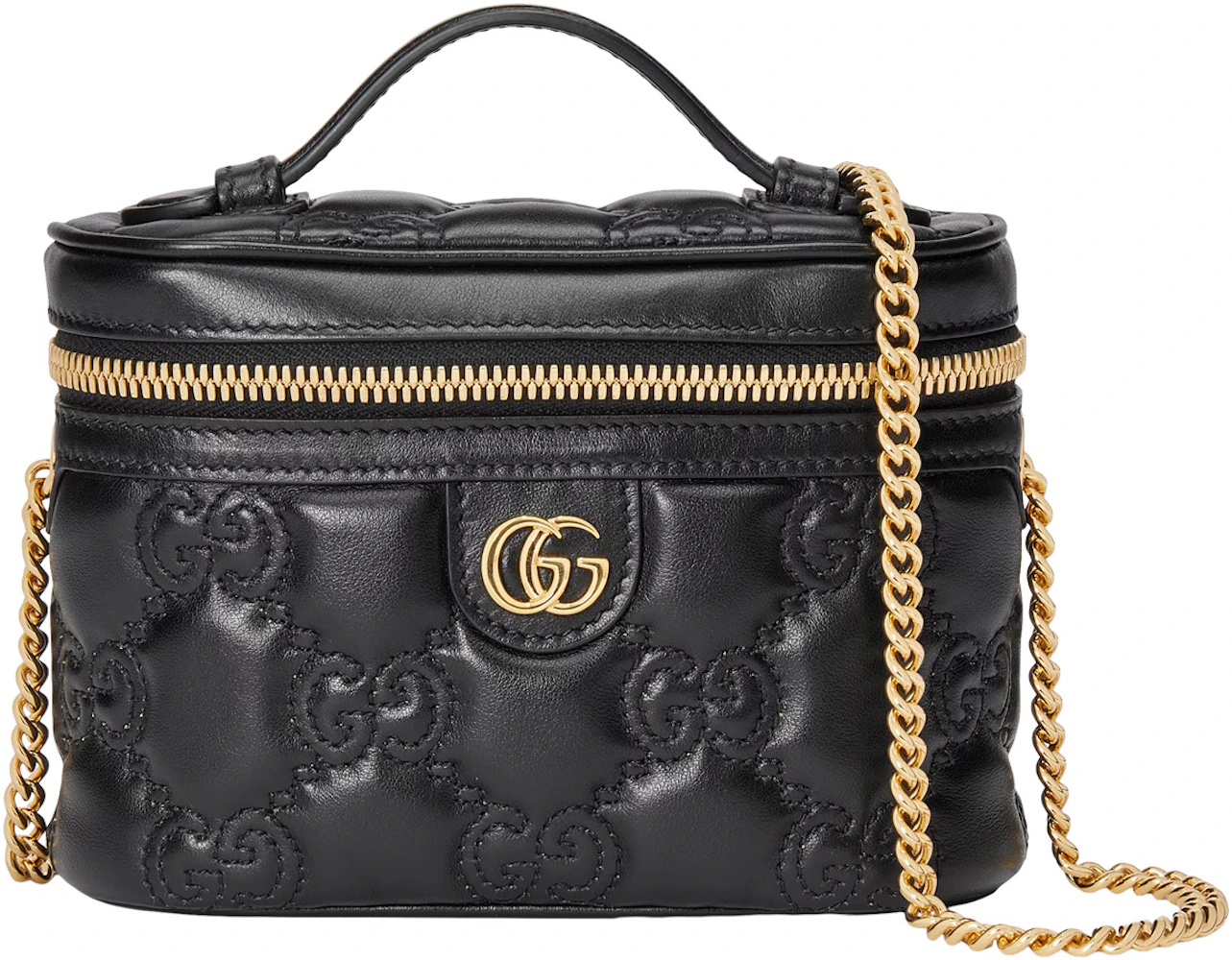 Gucci GG Matelassé Top Handle Mini Bag Black in GG Matelassé Leather ...