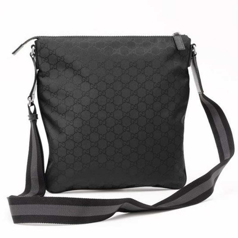 Gucci GG Messenger Bag Guccissima Black in Nylon with Silvertone US