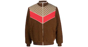 Gucci GG Monogram-Pattern Zip-Up Jacket Brown/Pink
