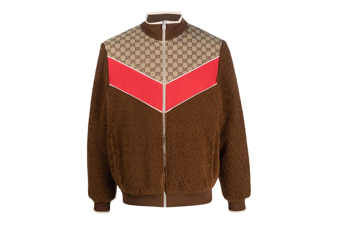 Pre-owned Gucci Gg Monogram-pattern Zip-up Jacket Brown/pink