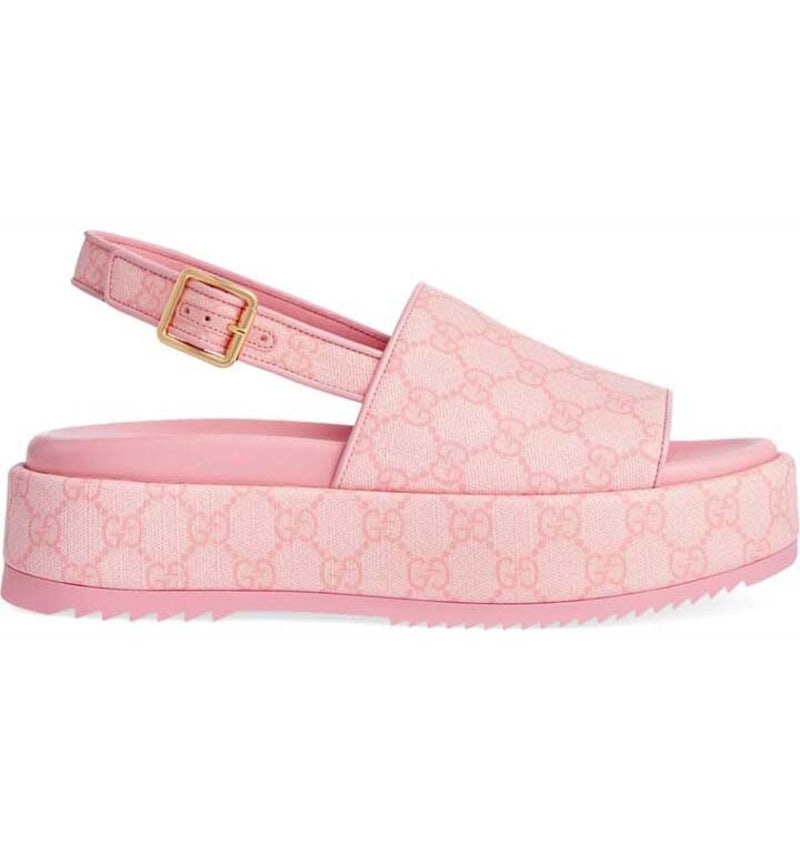 Gucci GG Platform Sandal Pink (Women's) 701153 FABR9 8472 US