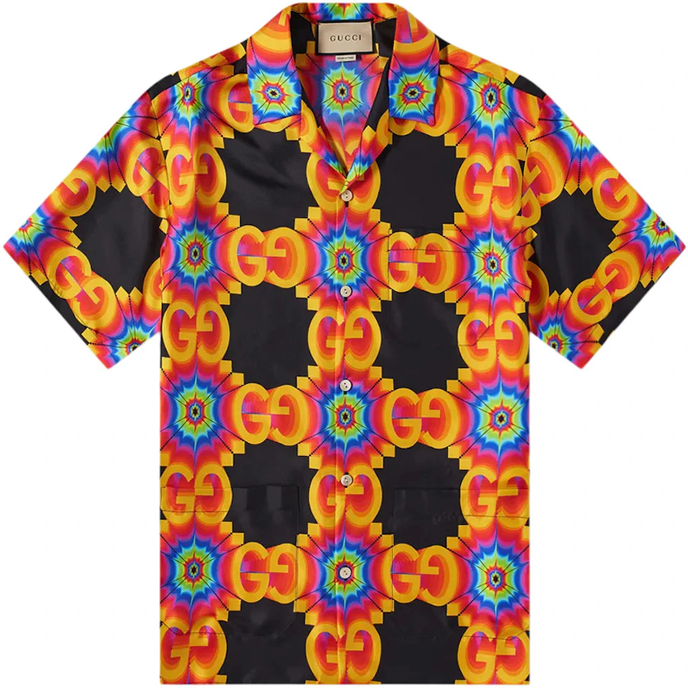 Gucci GG Psychedelic Silk Shirt Orange/Black/Multi Men's - SS22 - US