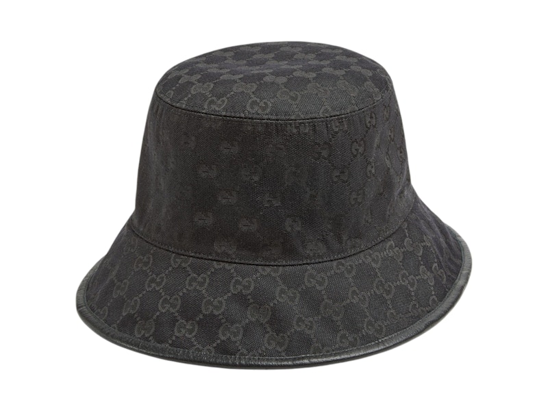Pre-owned Gucci Gg Reversible Bucket Hat In Grey/black