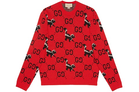 Gucci GG Skunk Wool Knit Sweater Red/Black Men's SS23 US