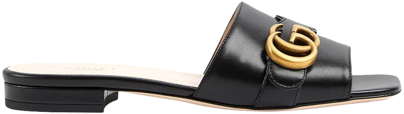 Gucci GG Slide Sandal Black Leather - 626742 C9D00 1000 - US
