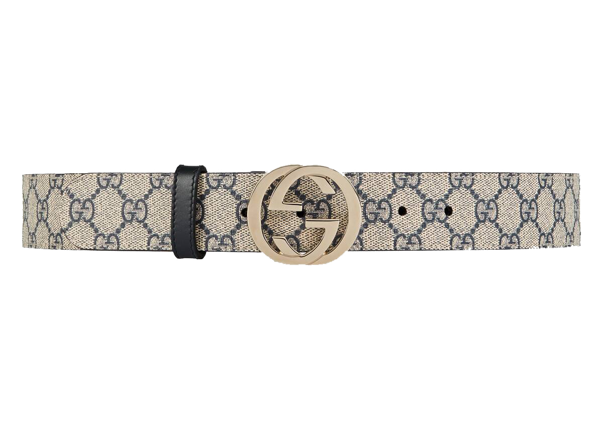 Gucci GG Supreme Belt with G Buckle in Canvas with Gold-tone - US