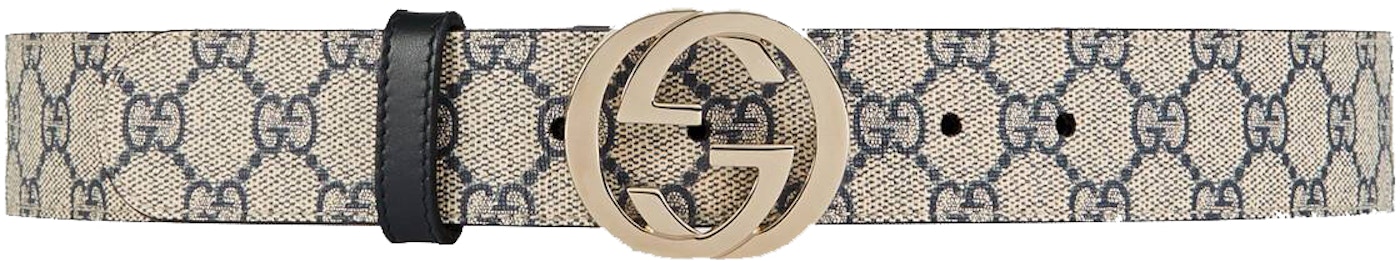 Gucci GG Supreme Belt with G Buckle in Canvas with Gold-tone