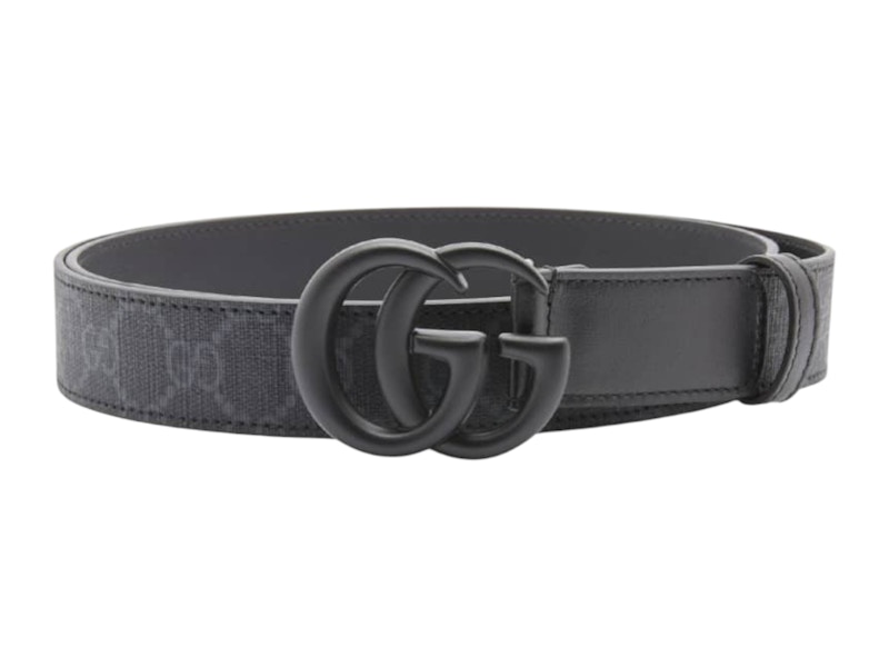 Pre-owned Gucci Women's  Gg Supreme Buckle Belt In Black