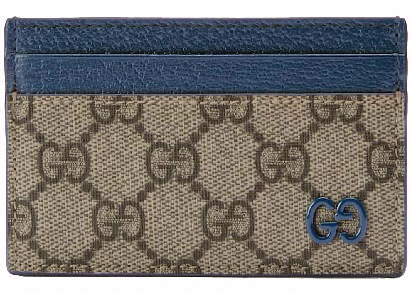 Gucci GG Supreme Card Holder Blue/Beige in Canvas - US Gucci GG Supreme Card Holder Blue/Beige in Canvas - US