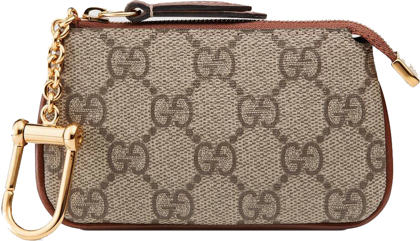 Gucci GG Supreme Key Pouch Beige/Ebony in Canvas with Gold-tone - US