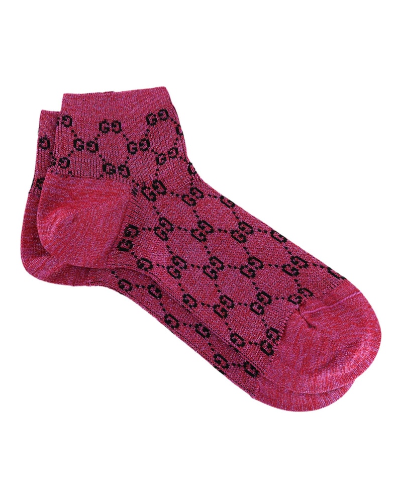 GUCCI グッチ GGロゴ メタリックソックス ピンク Gucci GG Supreme Metallic Ankle Socks Pink - US
