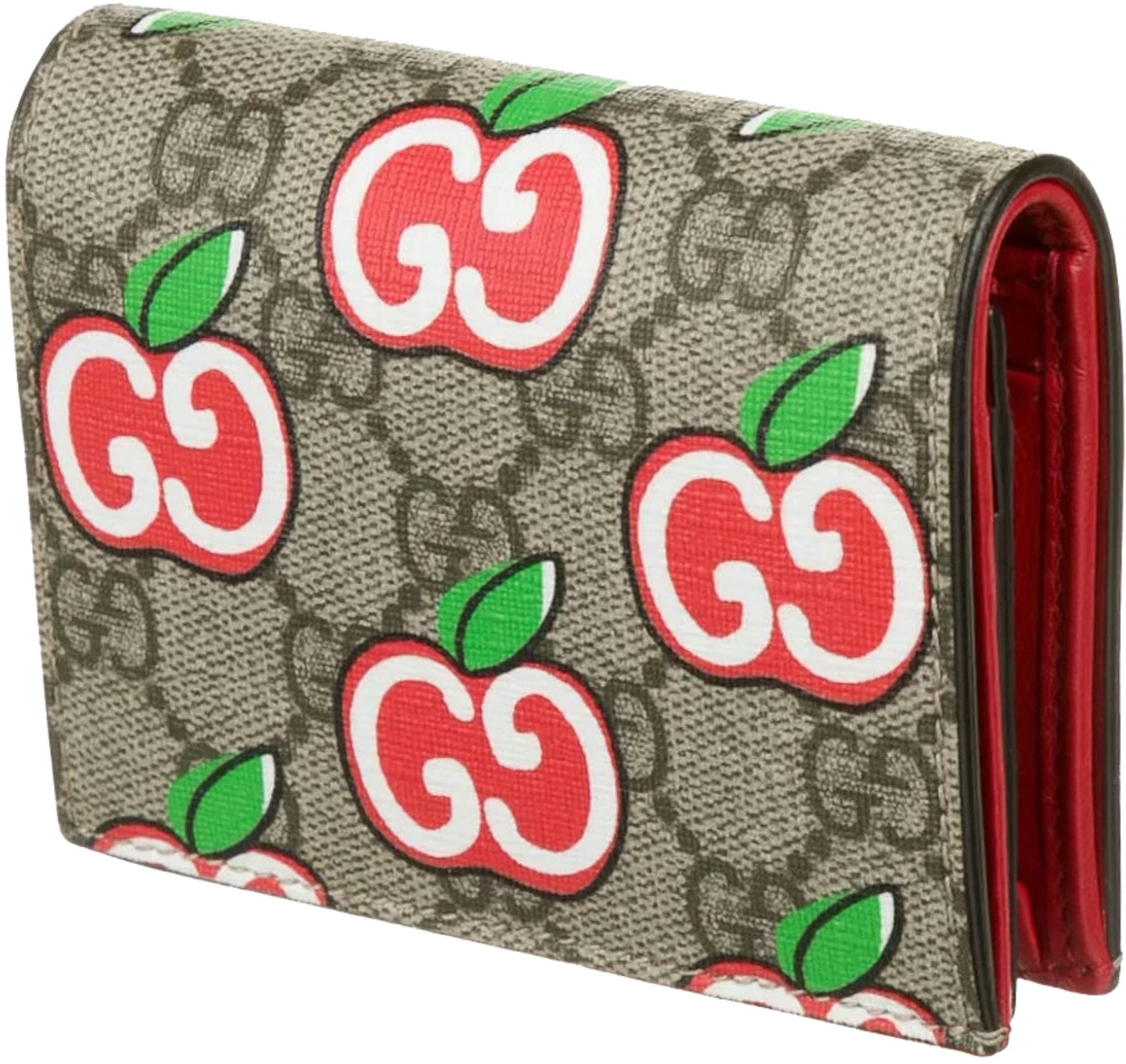 Gucci GG Supreme Monogram Apple Card Case Wallet Brown in Coated  Canvas/Leather - US