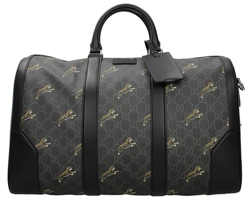 GG Embossed Leather Duffle Bag in Black - Gucci