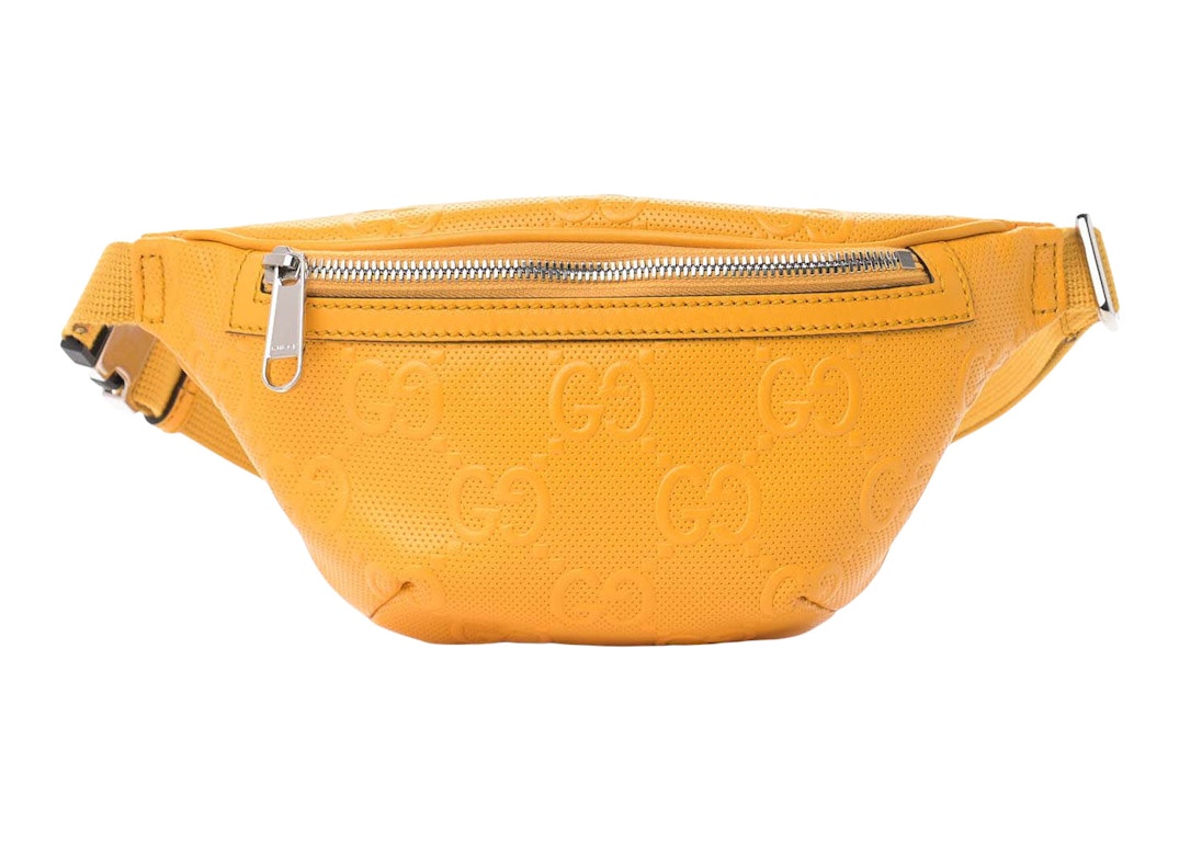 Pre-owned Gucci Gg Tennis Embossed Belt Bag Yellow