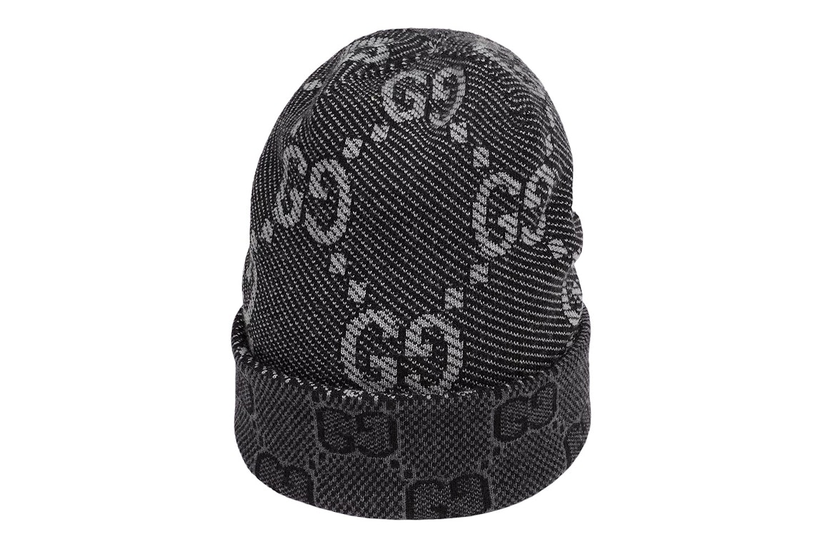 Pre-owned Gucci Gg Wool Hat Black/dark Grey
