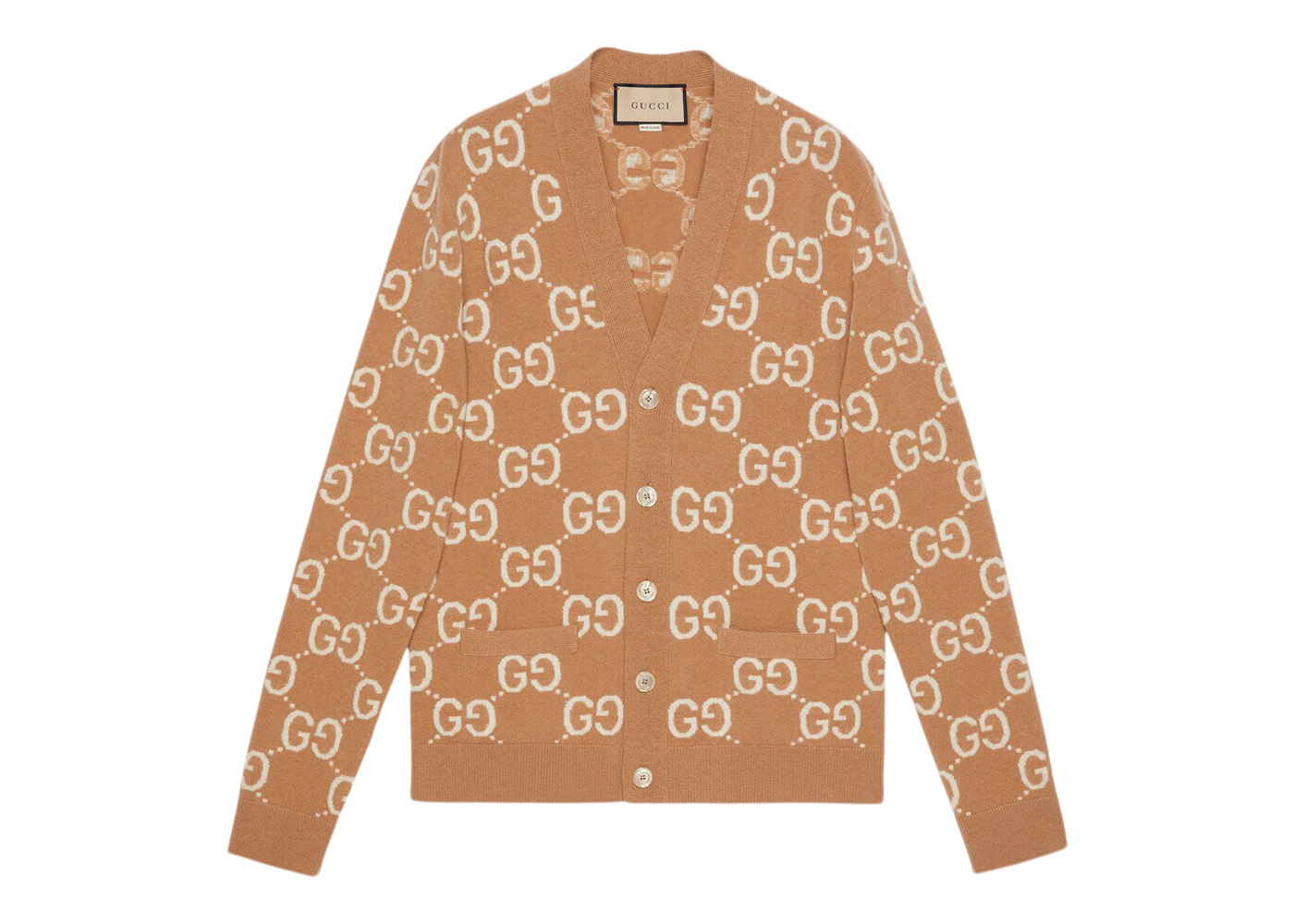 Gucci GG Jacquard Oversized Half-Zip Wool Jacket Beige/Ebony/Green 