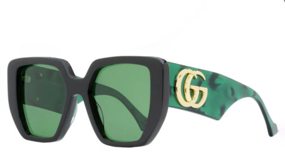 Gucci Geometric Sunglasses Gg0956s Black Green In Acetate Metal With