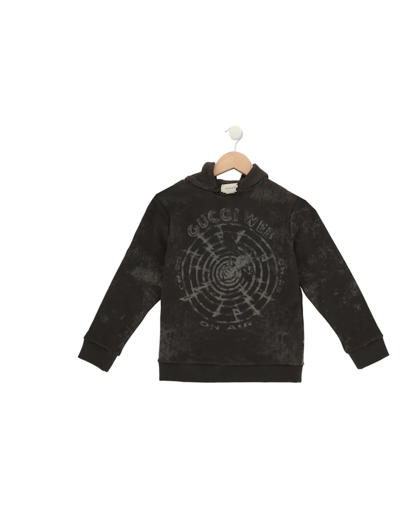 Pre-owned Gucci Graphic Print Hoodie In Grey In Gray