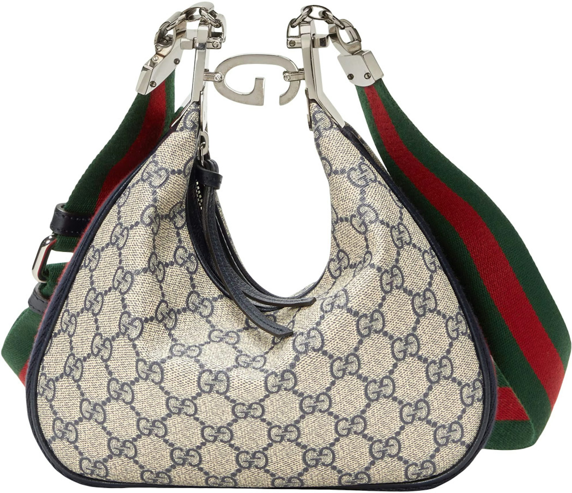 Gucci Attache medium shoulder bag beige and blue GG supreme with 2 straps