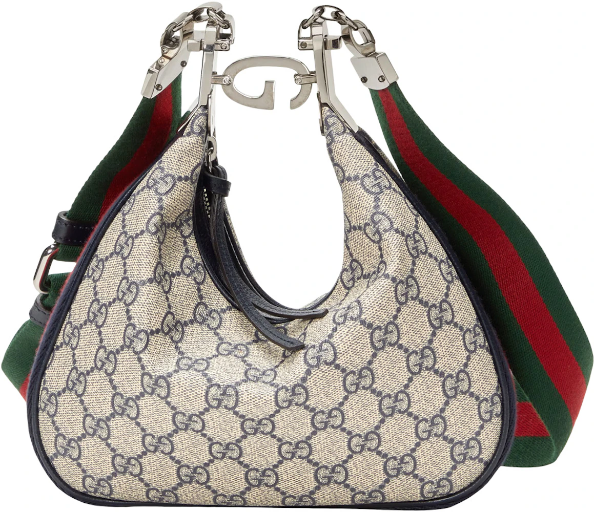 Gucci Gucci Attache Small Shoulder Bag Beige/Blue in GG Supreme Canvas with  Palladium-tone - US