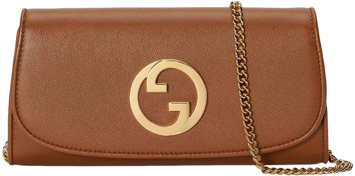 Gucci Blondie Continental Chain Wallet Brown in Leather with Antique ...