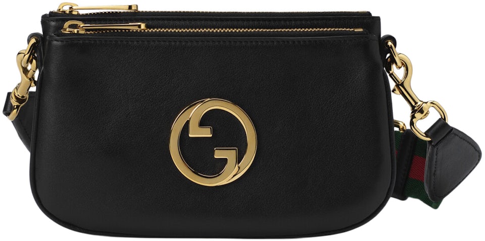 Gucci GG Black Monogram Leather Pochette Crossbody Bag
