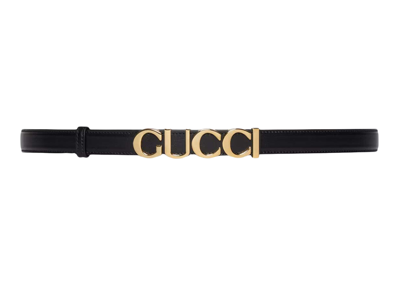 Gucci Interlocking G Buckle Thin Belt Black