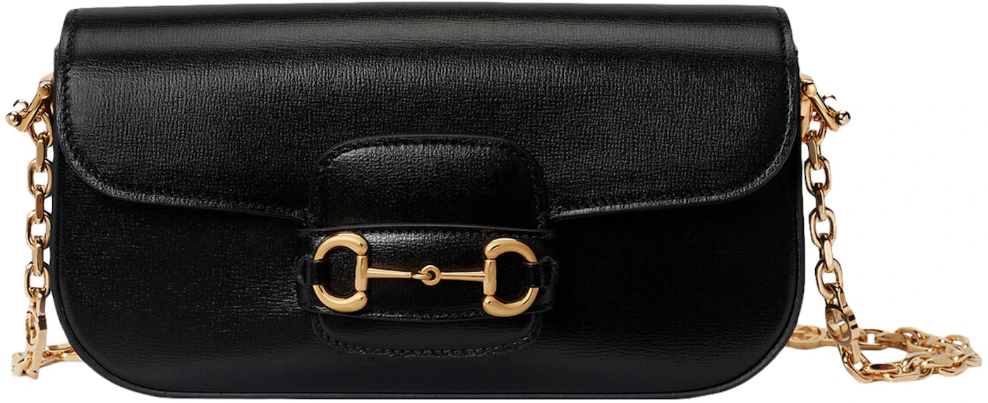 Gucci Gucci Horsebit 1955 Small Shoulder Bag Black in Leather with Gold ...