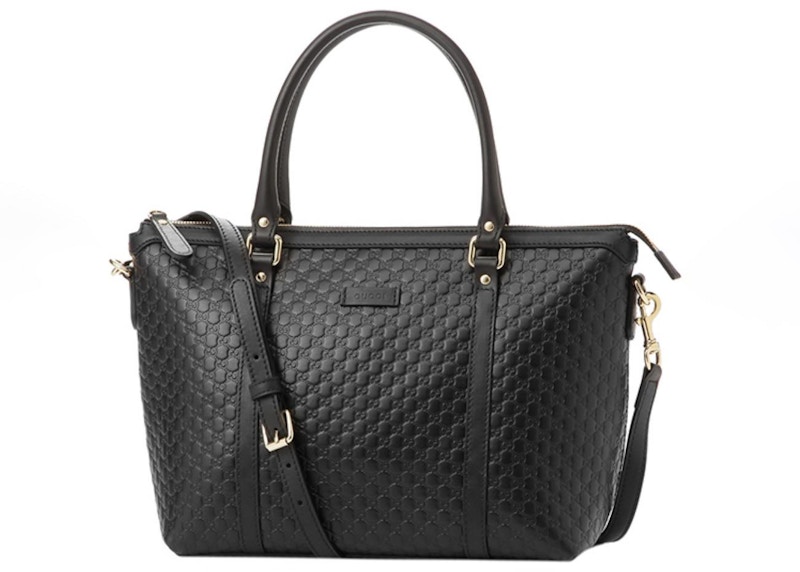 Gucci Guccissima Shoulder Bag Micro Black in Leather with Gold