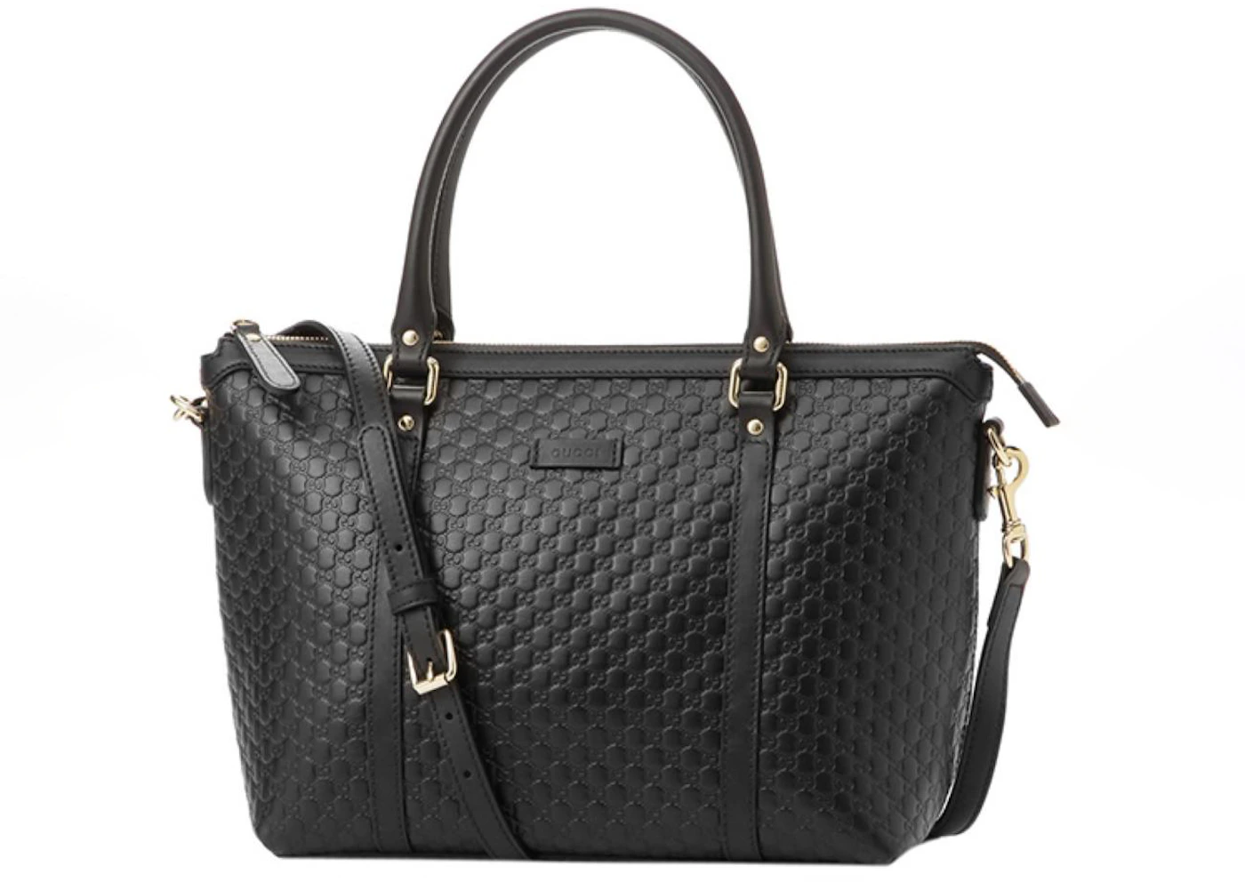 Gucci Guccissima Shoulder Bag Micro Black in Leather with Gold-tone - US