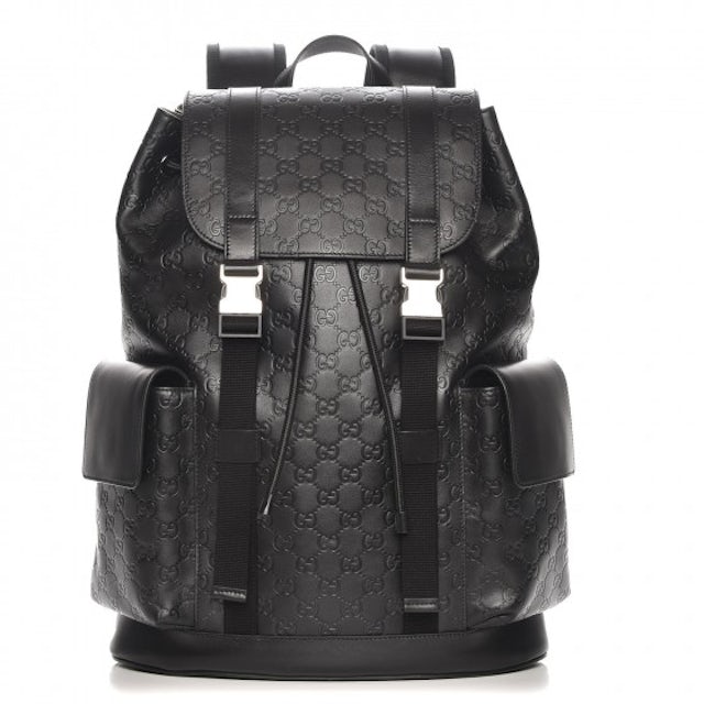 Gucci Signature Leather Backpack, Black for Men