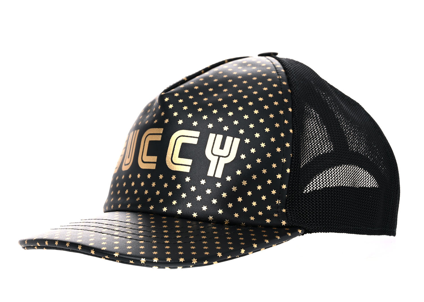 Gucci Guccy Star Print Baseball Velcro Strap Cap Black/Gold - US