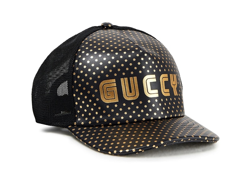 Gucci Guccy Star Print Baseball Velcro Strap Cap Black/Metallic