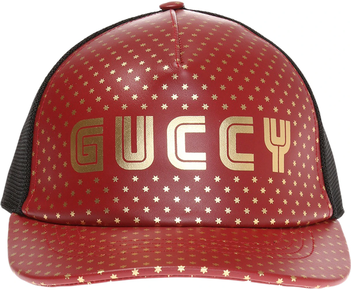 Gucci Guccy Star Print Baseball Velcro Strap Cap Red/Black/Gold - US