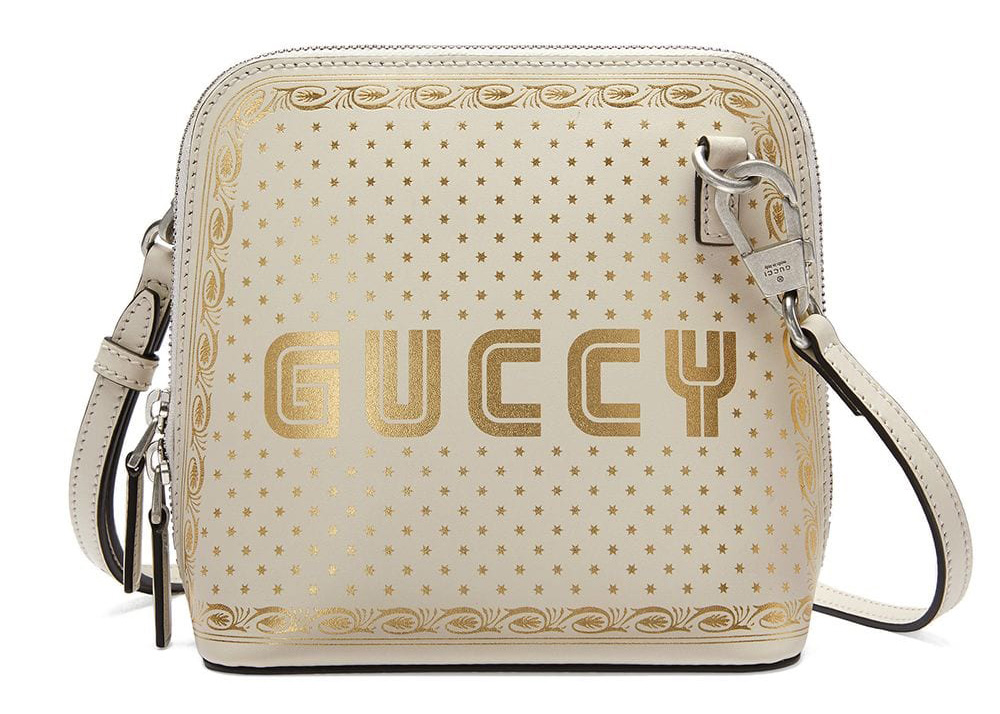 white and gold gucci bag