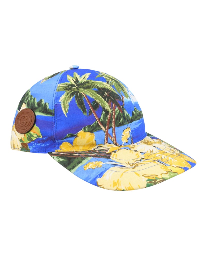 GUCCI Pre-owned Women's Hawaiian Print Baseball Cap In Multi