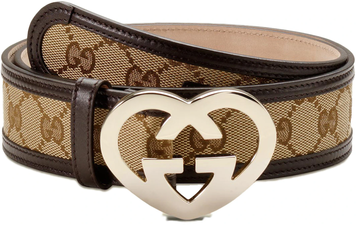 Gucci Belt GG Supreme Leather Trimmed 1.5W Beige/Ebony in Canvas
