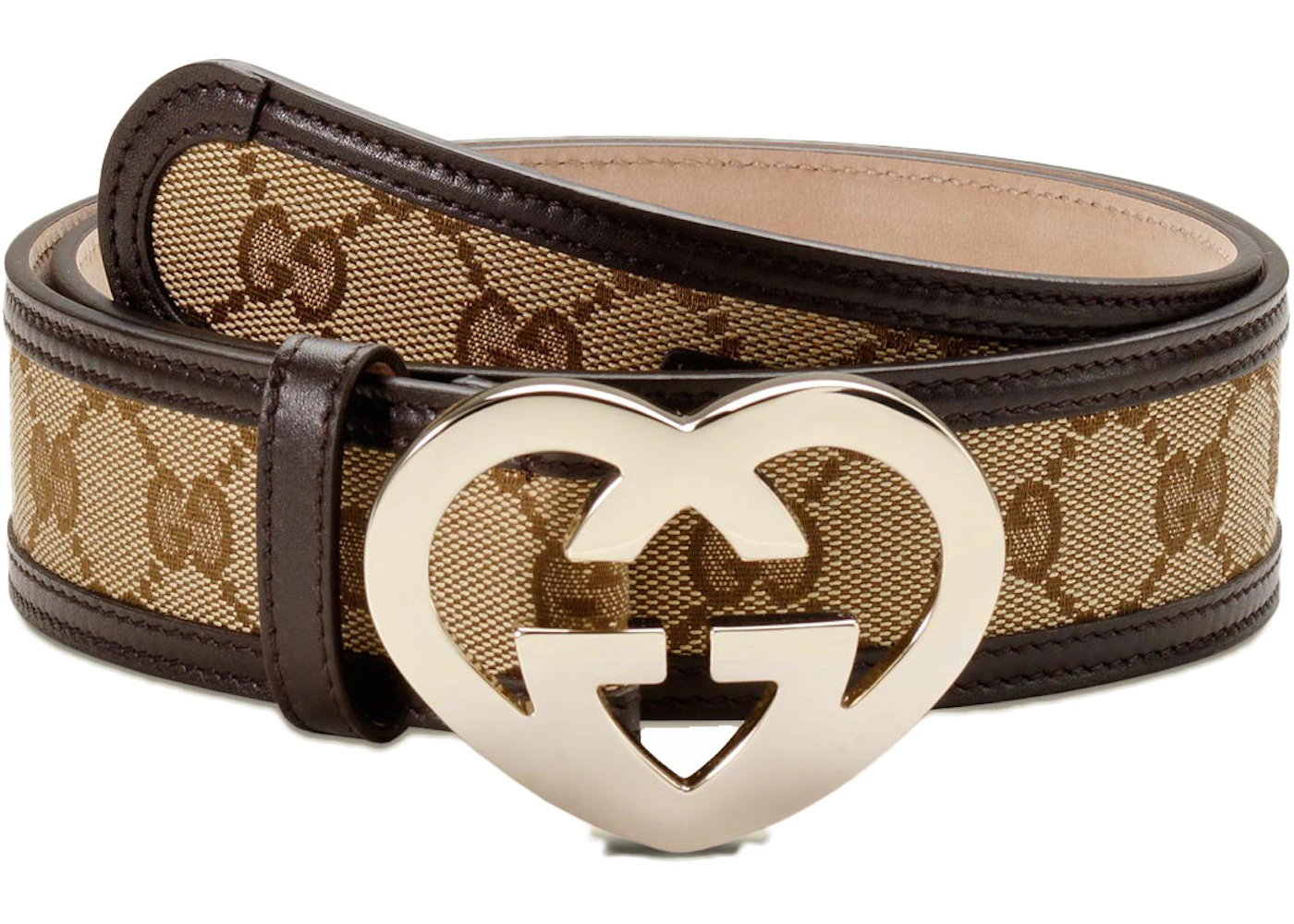 Gucci Black Leather Gold Heart Crest Buckle Belt 90/36