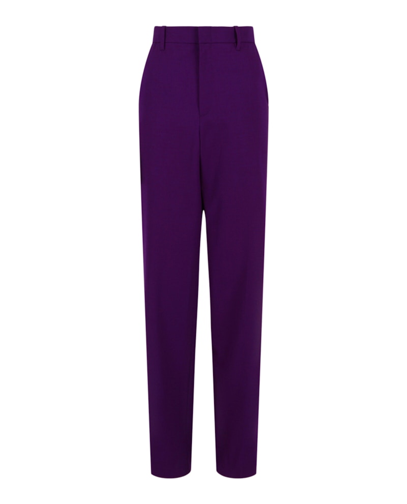 Gucci High Rise Wool Blend Trousers Shiny Purple