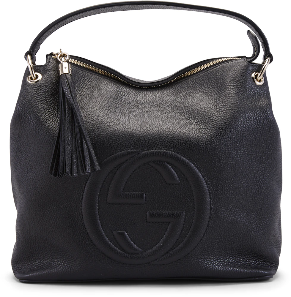 AUT. GUCCI Monogram Medium Hobo Black GG Shoulder Bag with Dust bag